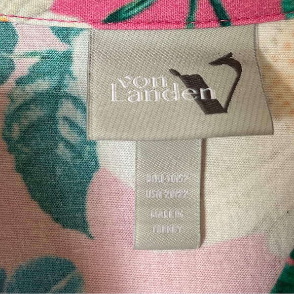 Von Landen Ulla Popken Pink Floral Tiered Midi US sz 20/22 Feminine Preppy Euro - Picture 6 of 9